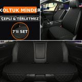 Seat Leon 2011-2012 Uyumlu 7 Parça Kapitone Araba Koltuk Minkumaş Kumaş Siyah - Kaymaz | Trobus