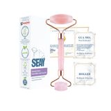 Seay Doğal Taş Çift Taraflı Face Roller Pembe Kuvars Quartz Roller 1. Kalite Masaj Aleti