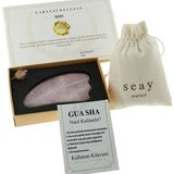 Seay Pembe Kuvars Quartz Guasha Yüz Masaj Aleti Gençleştirici Premium Keseli