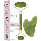Seay Yeşim Face Roller & Kalp Guasha Yüz Masaj Taşı Takımı Yüz Masaj Aleti Premium