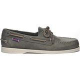 Sebago Docksides Portland Erkek Deri Günlük Ayakkabı Kaymaz Kauçuk Tabanlı 360° Bağcıklı - Koyu Gri