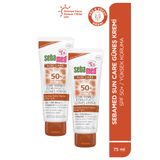 Sebamed Sun Care UVA/UVB Filtresi E Vitamini Üçlü Yüksek Koruma SPF50 2x75 ml Çok Yönlü Güneş Kremi