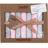 Sebi Bebe Müslin Bebek Ağız Mendili 7'li 2009 - Pembe - Gri - Yenidoğan