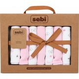 Sebi Prime Müslin Bebek Ağız Mendili 7’li Set - Pembe - Beyaz - 3 - 24 Ay