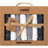 Sebi Prime Müslin Bebek Ağız Mendili 7’li Set - Siyah - Beyaz - 3 - 24 Ay