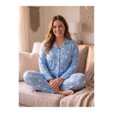 SEBOTEKS Süet Kumaş Önden Düğmeli Büyük Beden Kadın Pijama Takımı 2800