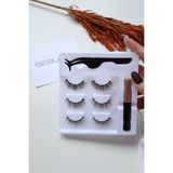 Sebura Manyetik Kirpik Mıknatıslı Kirpik Gerçek Görünümlü 3 Çift Eyeliner Cımbız Seti Takma Kiprik