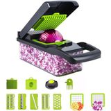 Sebze Kıyıcı Toskope, 14'ü 1 arada Mutfak Mandoline Sebze Dilimleyici Soğan Sebze için Gıda Doğrayıcı Sarımsak Patates Salatası Mini Dicer Doğrayıcı Kesici, Gri