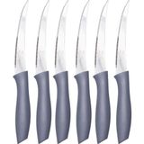 Sebze ve Meyve Bıçağı, Çelik, Gri, Lazer Kesim Tırtıklı Uç, 22 cm, 6 Adet