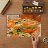 Sebzeli Piiza Dilimi Tasarımı 240 Parça Ahşap Puzzle Ahşap Kutuda MP01878
