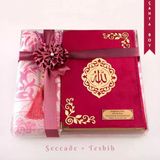 Seccade + Tesbih + Kuran Hediye Seti (Canta Boy, Kadife, Fusya Pembe, Lafzatullah)