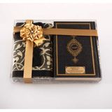 Seccade + Tesbih + Kuran Hediye Seti (Çanta Boy, Siyah) - 12 x 17 cm