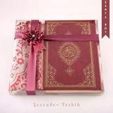 Seccade + Tesbih + Kuran Hediye Seti (Canta Boy, Yeni Cilt, Bordo)