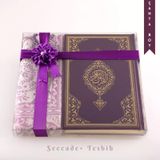 Seccade + Tesbih + Kuran Hediye Seti (Canta Boy, Yeni Cilt, Mor)