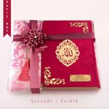 Seccade + Tesbih + Kuran Hediye Seti (Hafiz Boy, Kadife, Fusya Pembe, Lafzatullah)