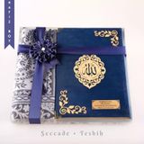 Seccade + Tesbih + Kuran Hediye Seti (Hafiz Boy, Kadife, Lacivert, Lafzatullah)