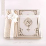 Seccade + Tesbih + Kuran Hediye Seti (Hafiz Boy, Yeni Cilt, Beyaz)