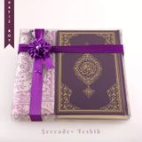 Seccade + Tesbih + Kuran Hediye Seti (Hafiz Boy, Yeni Cilt, Mor)