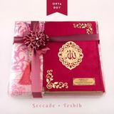Seccade + Tesbih + Kuran Hediye Seti (Orta Boy, Kadife, Fusya Pembe, Lafzatullah)