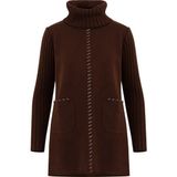 Seçil 1009 Cepli Dikiş Detaylı Triko Tunik Triko Kazak - Kahverengi