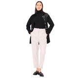 Seçil Elastik Bel Havuç Kesim Suni Deri Pantolon, 44, 10002421010012, Bej, Kadın