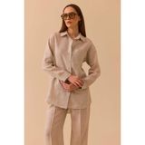 Seçil Kadın Oversize Kesim Gömlek 0036 Bej - 40