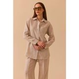 Seçil Kadın Oversize Kesim Gömlek 0036 Bej