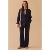 Seçil Kadın Oversize Kesim Gömlek 0036 Lacivert - 38