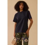 Seçil Kadın Tropik Desen Yuvarlak Yaka T-Shirt 0003 Lacivert