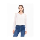 SEÇİL Minimalist Geometrik Desenli Uzun Kol Crop Bluz - Şifon Kumaş