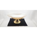 Seçilir Şeffaf Gold Renk Ayaklı Cam Oval Gondol Meyvelik 30 cm