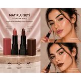 Seçkin 2’li Mat Ruj Seti – Pudra Gülü & Koyu Kahve Uzun Süre Kalıcı Dudak Renkleri