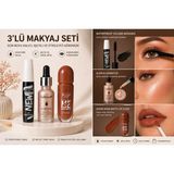 Seçkin 3’lü Makyaj Seti – Maskara, Aydınlatıcı (Illuminator) ve Likit Ruj (Kalıcı, Işıltılı & Yoğun Pigment)