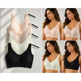 Seçkin 4’lü Düğmeli Dikişsiz Bralet Seti – Toparlayıcı, Konforlu, Günlük Kullanım Için (Siyah, Ten, Pudra, Mint) - 2XL - Siyah - Bej - Krem