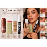 Seçkin 4’lü Makyaj Seti – Mat Fondöten, Maskara, Likit Ruj ve Allık Stick (Tam Kapatıcı & Kalıcı Profesyonel Set)