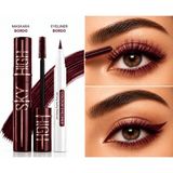 Seçkin Bordo Maskara & Bordo Eyeliner Seti – Yoğun Renkli Waterproof Göz Makyajı Seti - 1