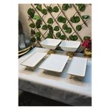 SEÇKİNEV Akra 5 Parça Poselen River Döküm Metal Ayaklı Sunum Tabağı Set (Çeyizlik&Sunumluk)