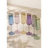 SEÇKİNEV Allegta Luxury 6 Renk Gold Deyatlı 195CC/21CM Ayaklı Kahve Yanı&kadeh Takımı - 001-Renkli - 195 ml