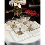 Seçkinev Altınlar 4 Parça Döküm Ayaklı Masa Sunum Tabağı Set (Gold) - Gümüş