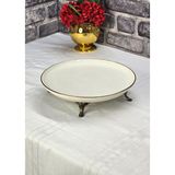 SEÇKİNEV Bilbao 29CM Porselen, Döküm Metal 4 Ayaklı Sunum Tabağı Altın/gümüş/eskitme - 29 cm