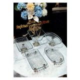 SEÇKİNEV Karem 5 Parça Ayaklı Gümüş Sunum Tabağı Set