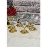 SEÇKİNEV Karen 6 Parça Metal Döküm Ayaklı Kase Takımı 300CC Magnolya&çerez&dondurma Kasesi - Gold - RENKA