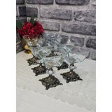 SEÇKİNEV Karen 6 Parça Metal Döküm Ayaklı Kase Takımı 300CC Magnolya&çerez&dondurma Kasesi - Metalik - RENKE