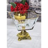 SEÇKİNEV Karen Cam 1900CC, Döküm Metal Gt Ayaklı Sunum Kasesi Altın/gümüş/eskitme - Gold