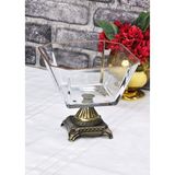 SEÇKİNEV Karen Cam 1900CC, Döküm Metal Gt Ayaklı Sunum Kasesi Altın/gümüş/eskitme - Metalik