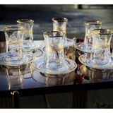 SEÇKİNEV Lalezar 12 Parça Çay Bardağı Takımı Gerçek Altın Yaldızlı 170CC - 1 Adet - 170 ml