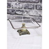 SEÇKİNEV Madlen Kare 24*24, Döküm Metal Gt Ayaklı Sunum Tabağı Altın/gümüş/eskitme - 24 x 24 cm