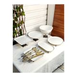 SEÇKİNEV Nervio 11 Parça Ayaklı Servis Setli (Gold&Gümüş&Antik) Masa Sunum Tabağı