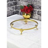 SEÇKİNEV Patissiere Yuvarlak 32CM, Döküm Metal 4 Ayaklı Sunum Tabağı Altın/gümüş/eskitme - 32 cm