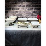 SEÇKİNEV Premium Diamond 11 Parça Döküm Ayaklı Porselen Sunum Tabağı Set - Antik Sarı